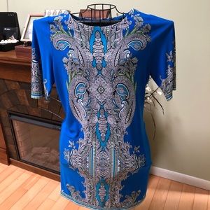 Dress - blue with symmetrical pattern
